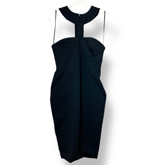 Bec & Bridge Black Halter Mini Dress 4 bodycon solid minimalist LBD stretch - Picture 1 of 10